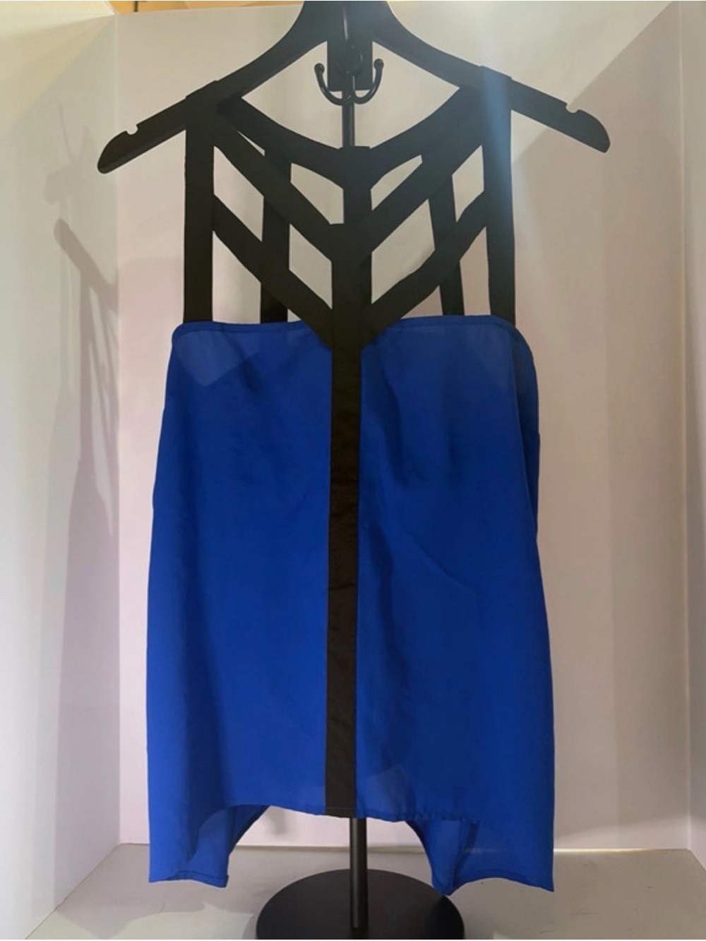 Bisou Bisou Royal Blue Strapless Top with Black Trim